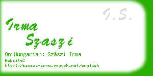 irma szaszi business card